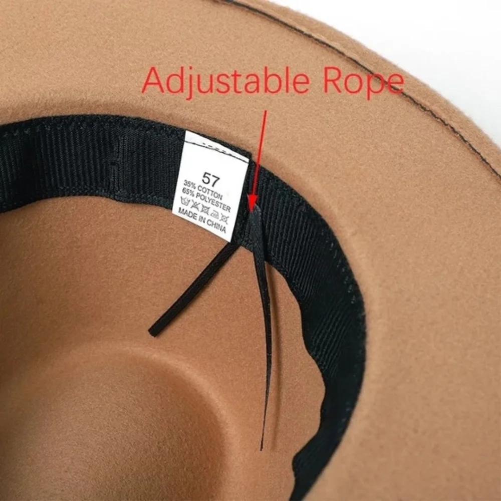 Vegan Leather Wide Firm Brim Black Vegan Wool Hat